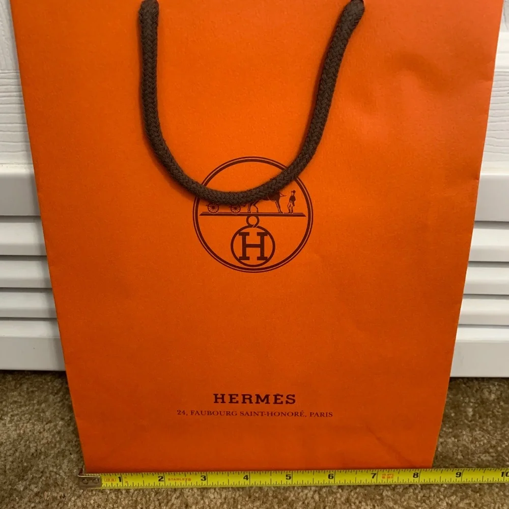 HERMES New Authentic Iconic Orange Paper Shopping Gift Bag